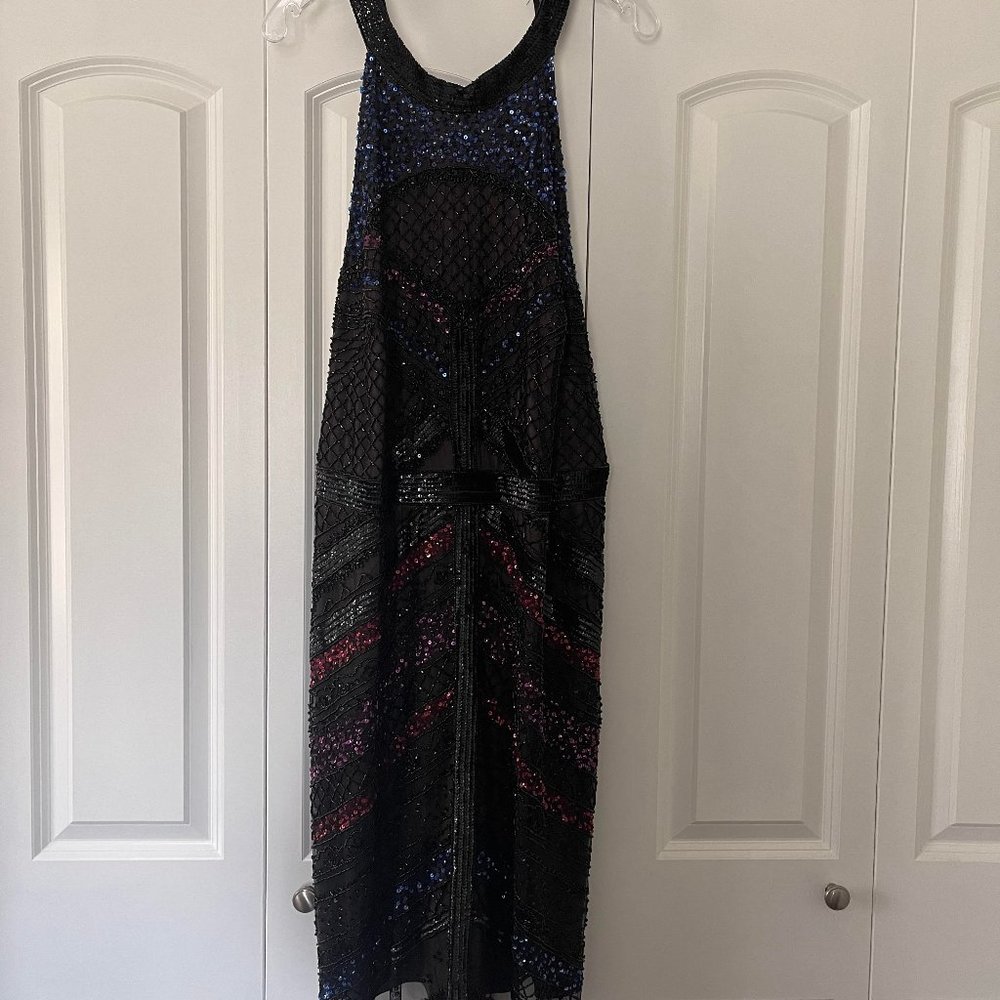 Beaded Adrianna Papell Halter Dress